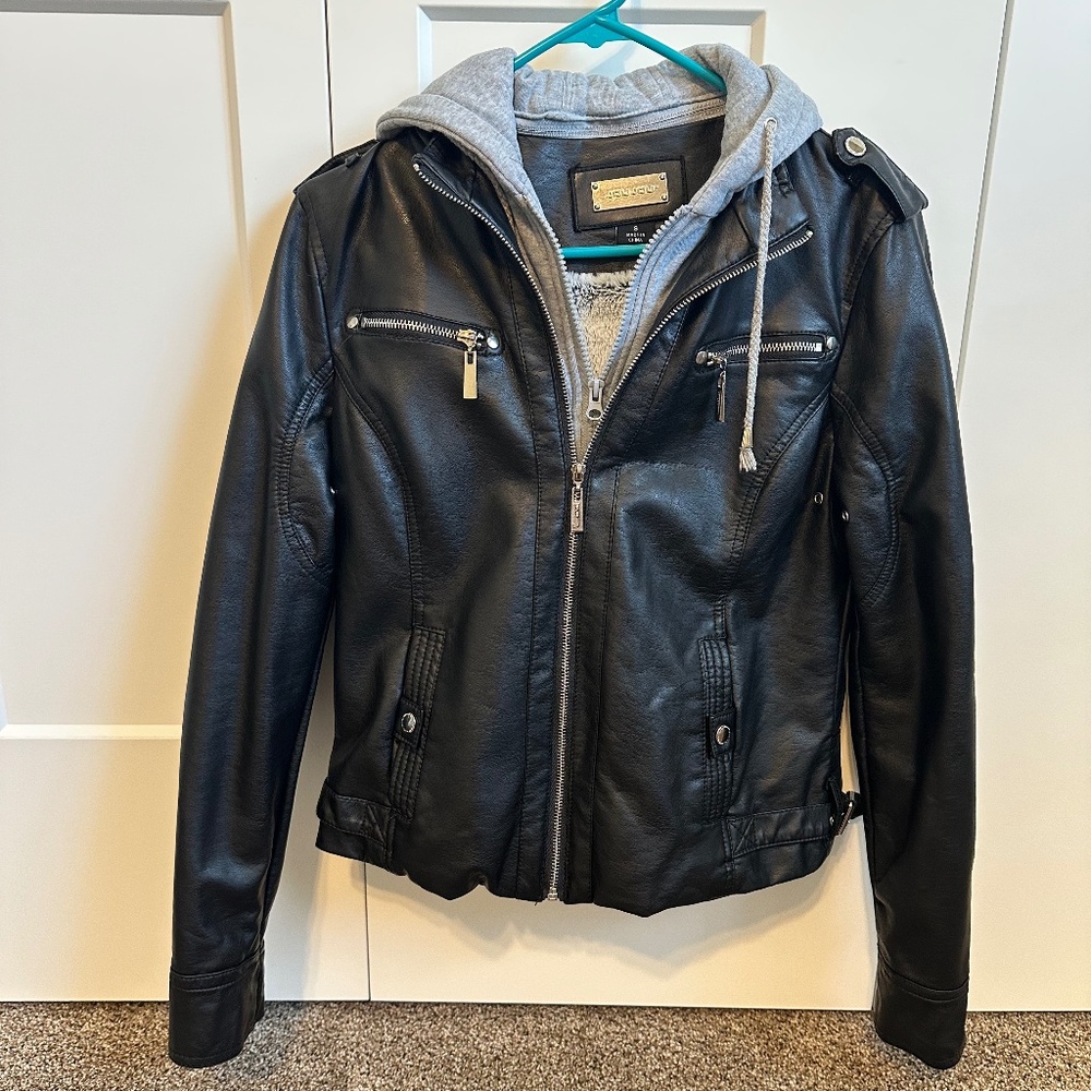 JouJou Faux Leather Jacket Black/Grey - Small